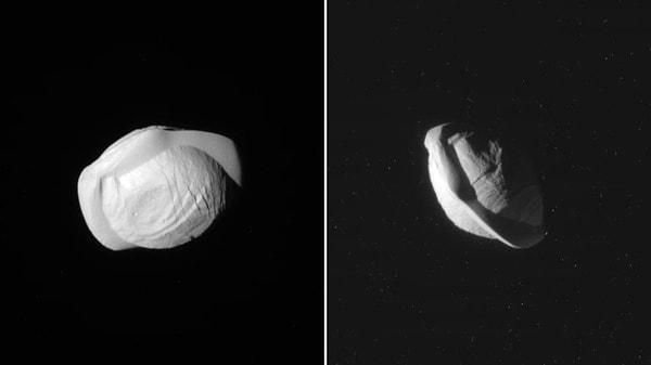 9. Satürn’ün uydularından birinin şekli cevize benziyor. Çünkü bu uydu, Satürn’ün halkalarından bazılarını kendine almış.