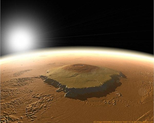15. Mars’taki Olympus Mons dağının kapladığı alan o kadar büyük ki, zirvesindeki bir gözlemci, bir dağın tepesinde durduğunu fark edemez. Çünkü dağın eğimi, gezegenin kendi kavisi nedeniyle görünemez durumdadır.