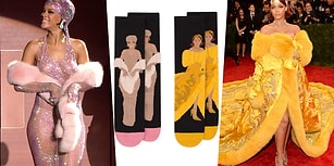 Ayağımıza Kadar Rihanna! Ünlü Yıldızın Kıyafetleri Desen Haline Gelip Çorapları Şenlendiriyor!