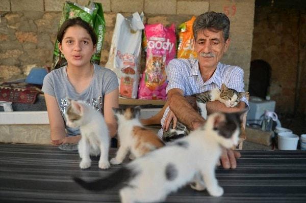 Mardin’in Ömerli ilçesindeki Şafak Mahallesi’nin muhtarı Mehmet Ali Turgut. Onu sokak hayvanlarının muhtarı yapan olay ise bundan 3 yıl önce yaşanıyor. Kızı Zehra, sokakta ayağı kırılmış bir kediyi eve getirince…
