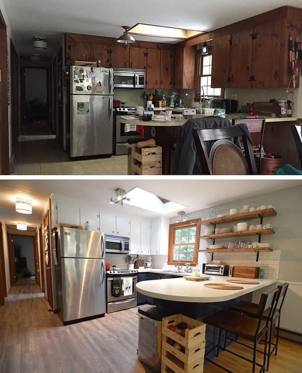 7. Некогда захламленная кухня теперь является местом, в котором приятно устраивать посиделки с друзьями