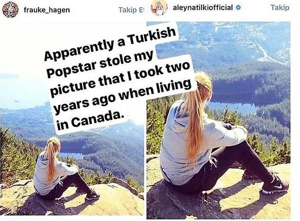1. Hatırlarsınız Aleyna Tilki Instagram hesabında başkasına ait bir fotoğrafı paylaşmıştı.