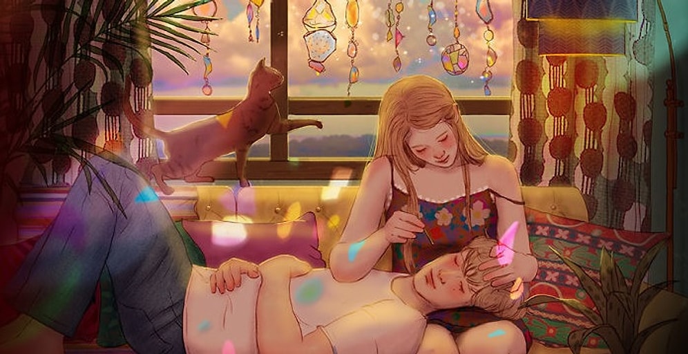 Уют и тепло любви: интимные иллюстрации из жизни пар от корейской художницы