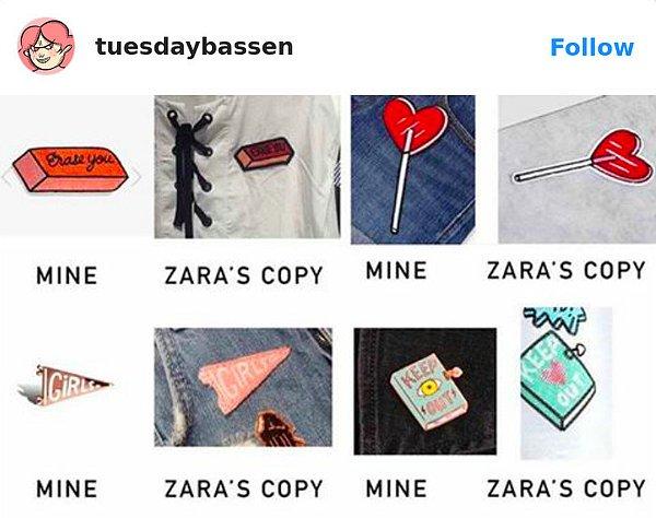 3. Zara'nın Tuesday Bassen'a ait çizimleri kullandığı ürünler:
