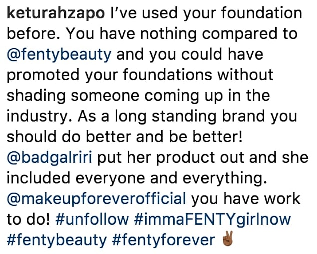 Çünkü tam Fenty Beauty 40 farklı fondöteniyle adından söz ettirirken bu göndermenin yapılması hoş olmamıştı...