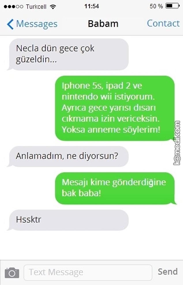 Daha önce yanlış mesaj gönderenleri çok görmüştük. Mesela bu babanın yaptığı gibi...