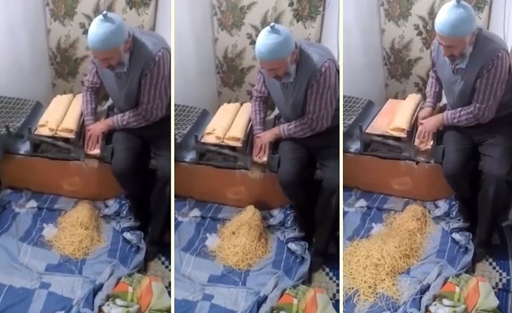 30 Yıldır Devam Ettirdiği Mesleği ile Erişte Kıyıcısı Halit Amca