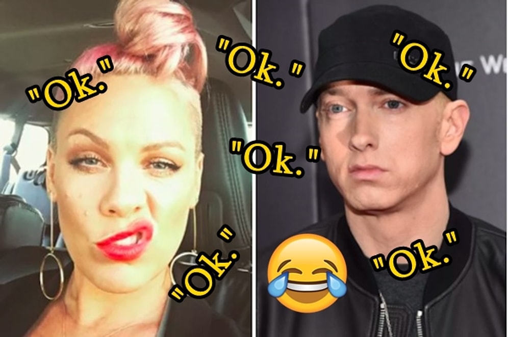 Yeni Şarkısı İçin İşbirliği Yapmak İsteyen Pink'e Yalnızca 'Ok' Yazarak Cevap Veren Eminem