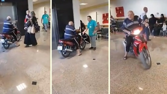 Gayet Normalmiş Gibi Hastaneye Motorla Dalan Dayı