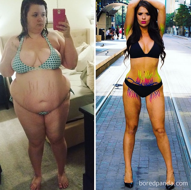 8. Christine 80 kg verdi ve çatlak izlerini sevmeyi öğrendi.