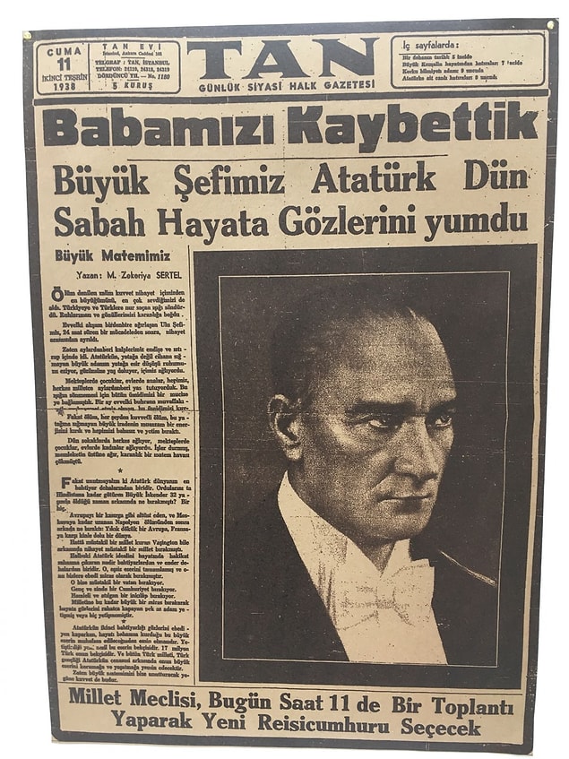 Gazeteci Zekeriya Sertel, Tan Gazetesi’nin ilk sayfasında şöyle yazdı: “Ölüm denilen zalim kuvvet içimizden en büyüğümüzü, en çok sevdiğimizi de aldı.”