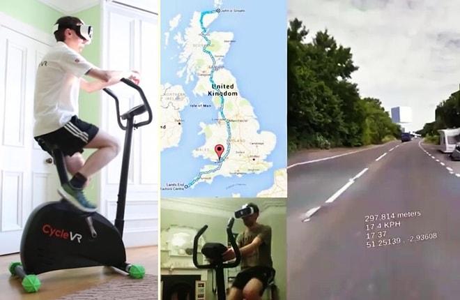 Sanal Gerçeklik ve Street View Sayesinde Evinden Çıkmadan Bisikletle İngiltere'yi Gezen Adam