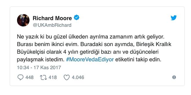 Hazırcevaplığı ve Hasta Beşiktaşlılığıyla Tanınan İngiliz Büyükelçi Richard Moore Türkiye'ye Veda Ediyor