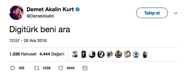 17. Elektrik faturası, su sayacı aboneliği gibi işlemleri Twitter üzerinden halledebileceğine inanan Demet Akalın