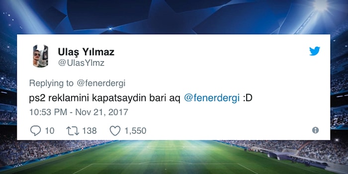 Beşiktaş'a Gönderme Yapmak İçin Fenerbahçe'nin Şampiyonlar Ligi Maçından Bir Kare Paylaşan Taraftarı Buna Pişman Eden Yorumlar