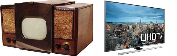 11. Dünyanın 1946 yılında gördüğü ilk siyah beyaz televizyondan, günümüz ultra hd televizyonlarına.