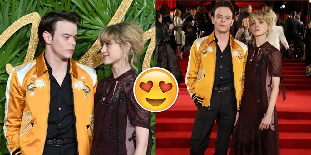'Stranger Things' Setinde Aşk Var! Charlie Heaton ve Natalia Dyer Kırmızı Halıda Çift Olarak Poz Verdiler!
