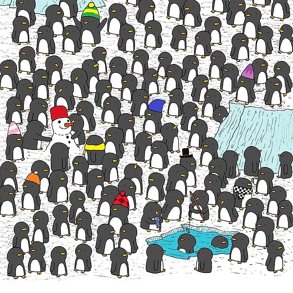 3. Попробуйте найти чашку с горячим шоколадом среди пингвинов: