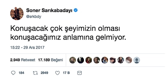 Soner Sarıkabadayı'nın Okudukça Derbeder Olacağınız Aşırı Anlamlı 23 Tweeti