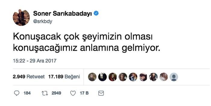 Soner Sarıkabadayı'nın Okudukça Derbeder Olacağınız Aşırı Anlamlı 23 Tweeti