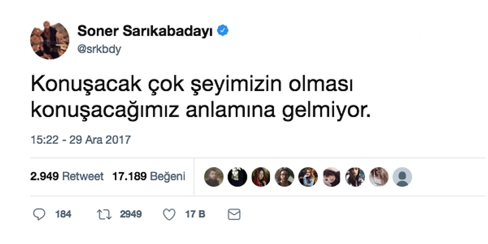 Soner Sarıkabadayı'nın Okudukça Derbeder Olacağınız Aşırı Anlamlı 23 Tweeti
