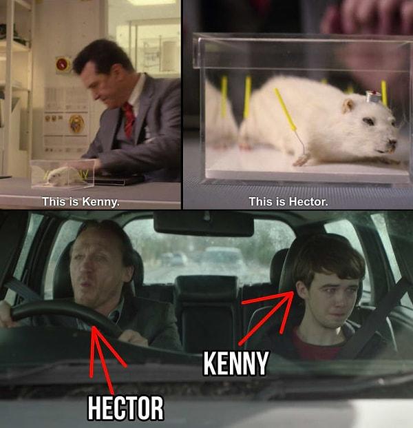 25. Rolo Haynes'in üzerlerinde deney yapmaktan bahsettiği farelerin isimleri Kenny ve Hector, bu isimler 3. sezondaki "Shut Up and Dance" bölümünün ana karakterlerinin isimleri.