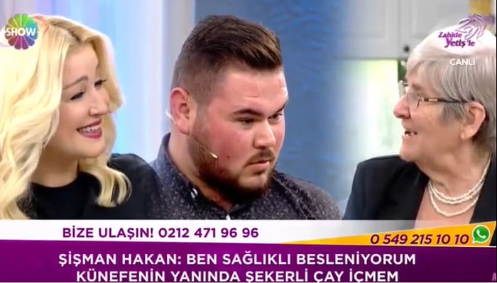 Canan Karatay'ı Gülmekten Kırıp Geçiren Şişman Hakan: Sağlıklı Besleniyorum, Künefenin Yanında Çayı Şekersiz İçerim