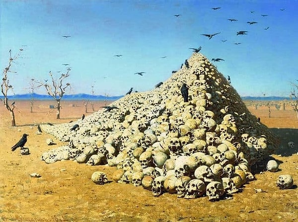 12. Чей кисти принадлежит эта страшная картина под названием "Апофеоз войны"?