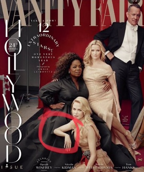 6. По сравнению с тем, что мы увидели выше, складка на платье Опры, которая переходит в руку Николь Кидман, уже даже не кажется оплошностью.