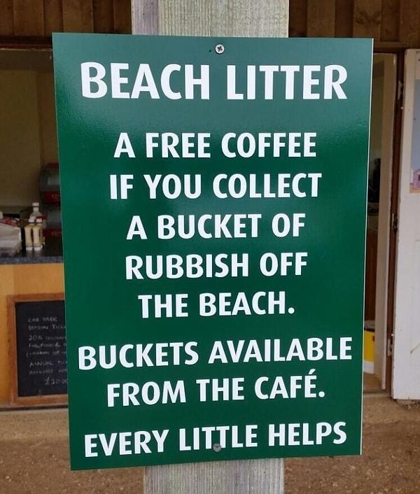 3. Sahilden bir kova çöp toplayanlara ücretsiz kahve veren bu harika kahveci ♻️