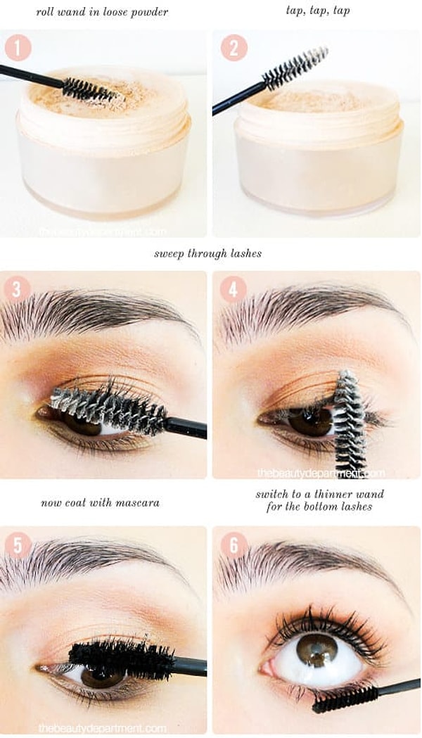 13. А вот как сделать реснички более густыми. Просто используйте рассыпчатую пудру 👍