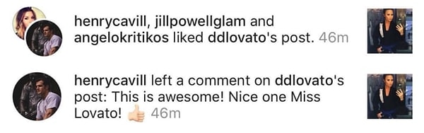 9. И знаете, что? Это работает! Через некоторое время Генри подписался на певицу, а позже и прокомментировал один из ее снимков!