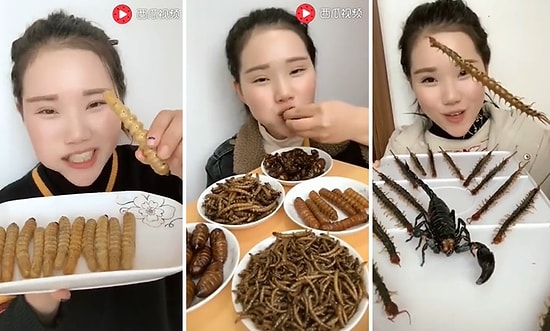 İnsanın İştahını Kabartırcasına Börtü Böcek Yiyen Kadın