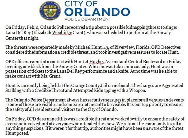 İşte Orlando polisinin paylaştığı yazı 👇