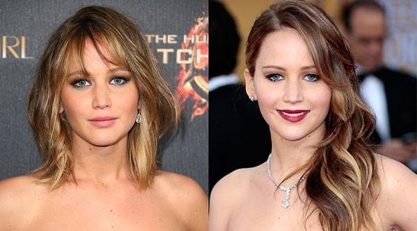 Jennifer Lawrence ise kısa modelini Emma Watson'ın aksine daha yoğun ve açık renk balyajla kullanırken, uzun saç modelinde yine açık tonlarda fakat daha hafif yoğunlukta kullanmayı tercih ediyor.