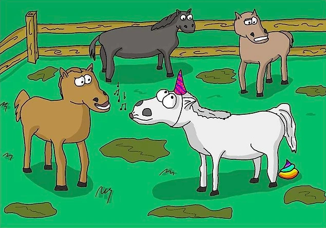 "Unicorn olduÄunu saklayan bir unicorn çizer misin?"