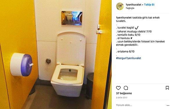 Hesabın sahibi genellikle İstanbul'un popüler mekanlarını, daha doğrusu mekanların tuvaletlerini inceliyor. Örneğin bu fotoğraf.