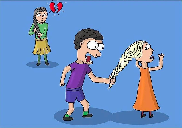 "Küçük bir çocuÄun, küçük bir kızı nasıl aldatır, çizer misin?"