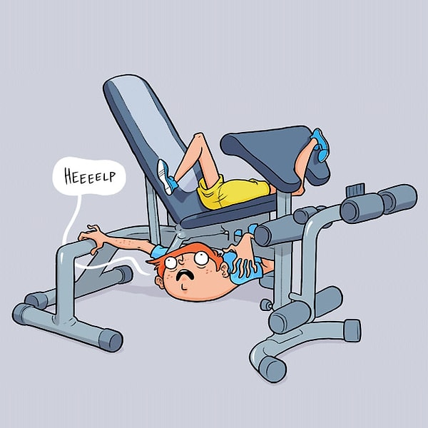 3. "Подснежник", который не знает, как пользоваться тренажерами и правильно выполнять упражнения, но почему-то стесняется попросить помощи у тренера