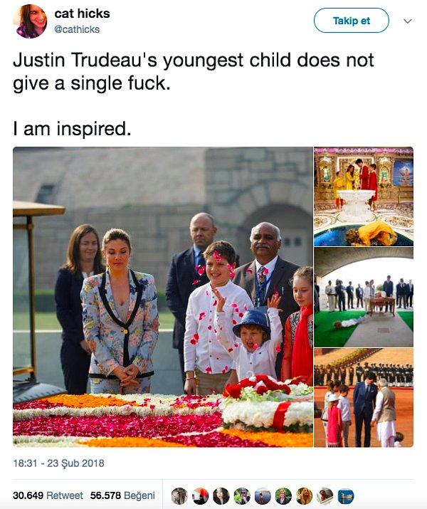 20. Justin Trudeau'nun en küçük oğlunun hiçbir şey umrunda değil. Bana da ilham veriyor.