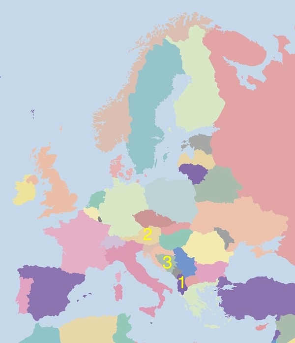 13. Какой цифрой обозначена Босния и Герцеговина?