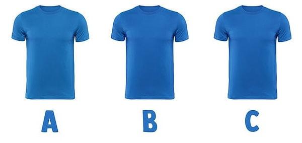 5. MAVİ: Hangi tişört diğer ikisinden farklı?