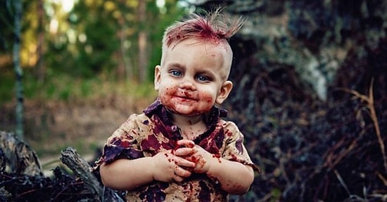 Сеть в шоке от мамы, устроившей зомби-фотосессию с тортом в виде мозга для своего малыша