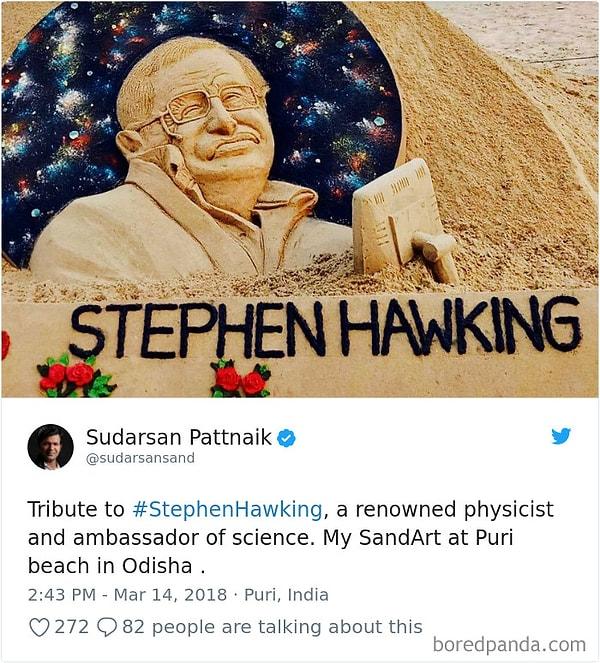 9. "Stephen Hawking'in anısına, ünlü fizikçi ve bilimin elçisi."