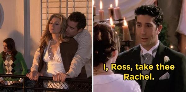 10. Ted ve Stella'nın düğünleri Stella'nın eski sevgilisine hala ilgi duyduğunu anlayınca mahvoldu. Aynı şekilde Ross ve Emily'nin düğünleri de Ross'un Rachel'a hala ilgi duyduğunu anlamasıyla mahvolmuştu.