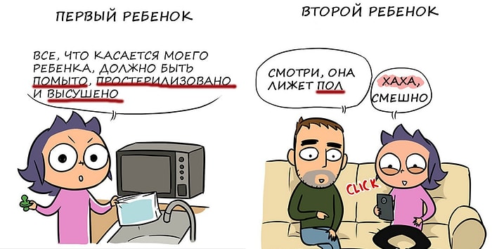 Все родители согласятся с этими уморительными комиксами о появлении первого ребенка Vs второго