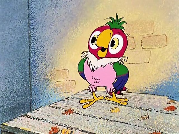 7. А чьим голосом разговаривает попугай Кеша?