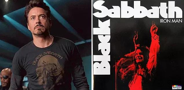 In The Avengers, Tony Stark wears a Black Sabbath t-shirt. And the band has a song called "Iron Man."