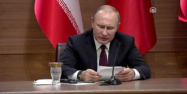 Putin: 'Rusya, Türkiye, İran dışında kimse adım atmıyor, Suriye'deki insani yardım yeterli değil'