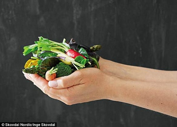 1 и 2 пригоршня: овощи и салат